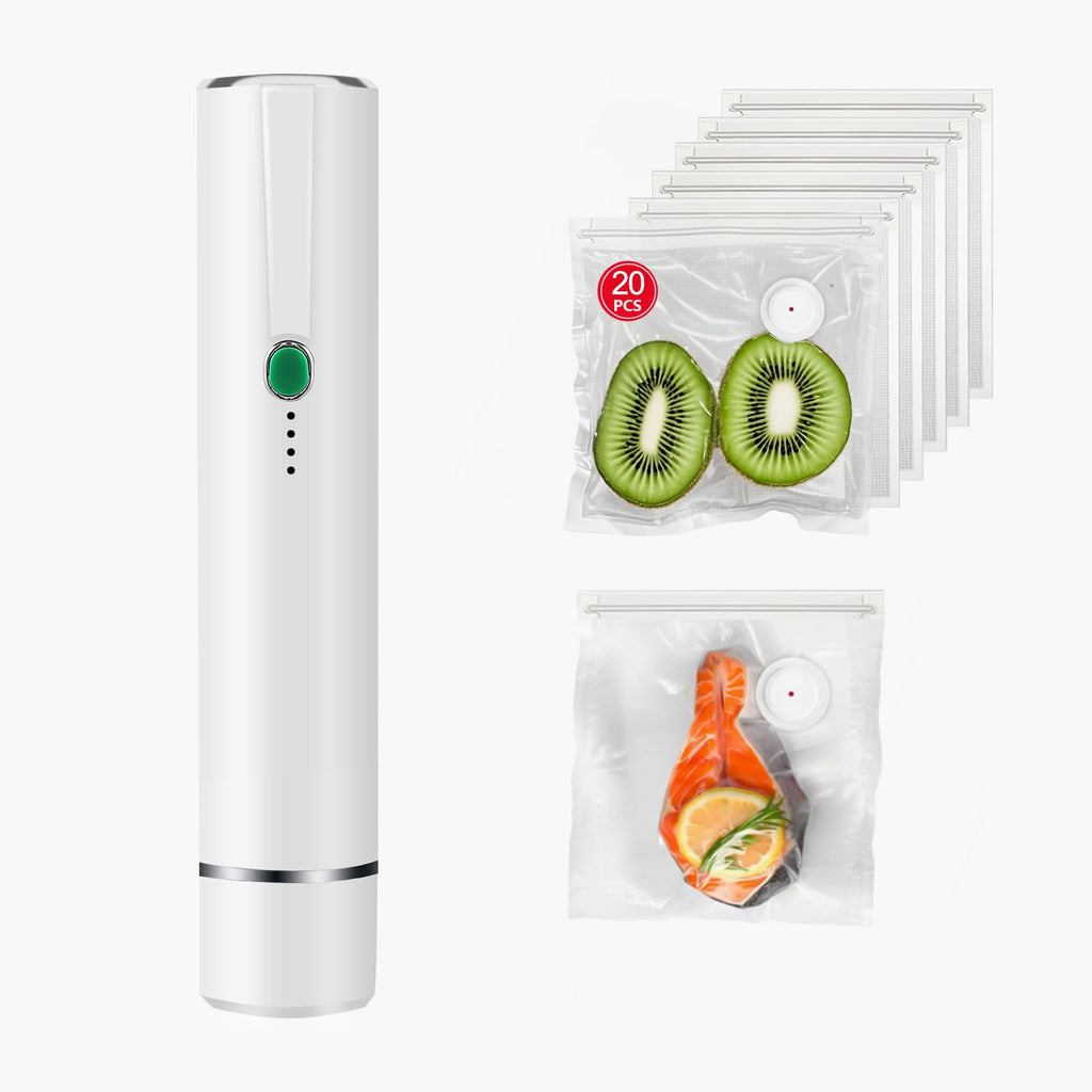 Vacuum Sealer vacuum sealer for food compact vacuum sealer handheld vacuum sealer(Vacuum Sealer + 20 reusable vacuum sealer bags for food bags) - Inflight Essentials