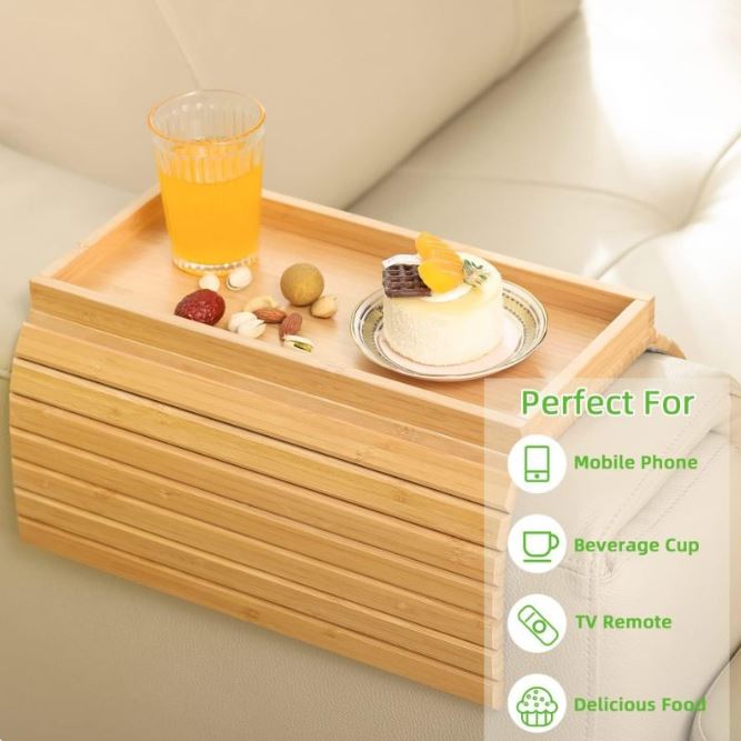Foldable Tray For Snacks, Fruits And Beverages, Sofa Storage Tray - Inflight Essentials