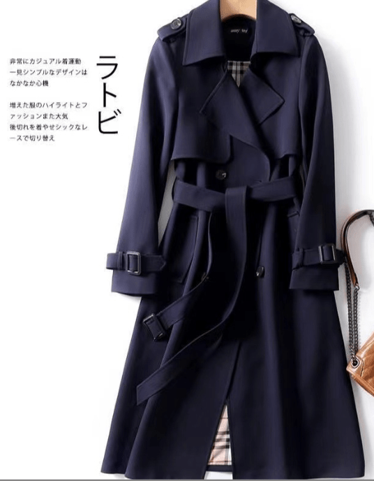 Double - Breasted Mid - Length Tie Trench Coat - Inflight Essentials