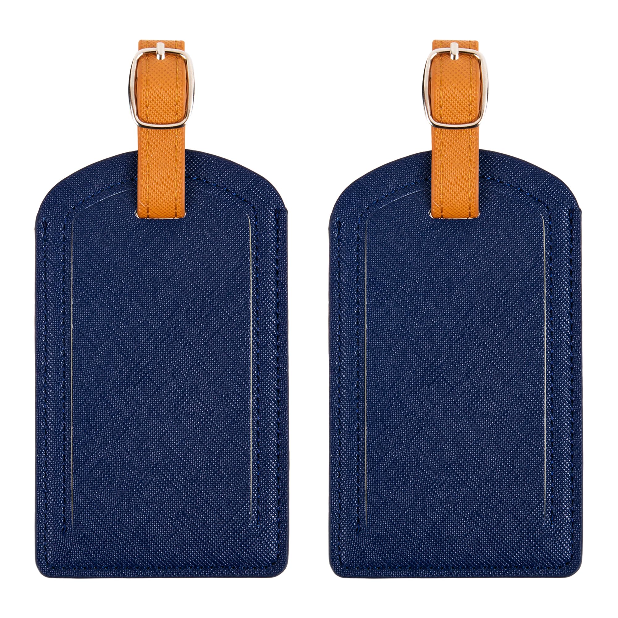 Premium Colored Luggage Tags for Luggage Travel Bags and Suitcases by Adventure Goods - Navy Blue (Pack of 2) - Inflight Essentials