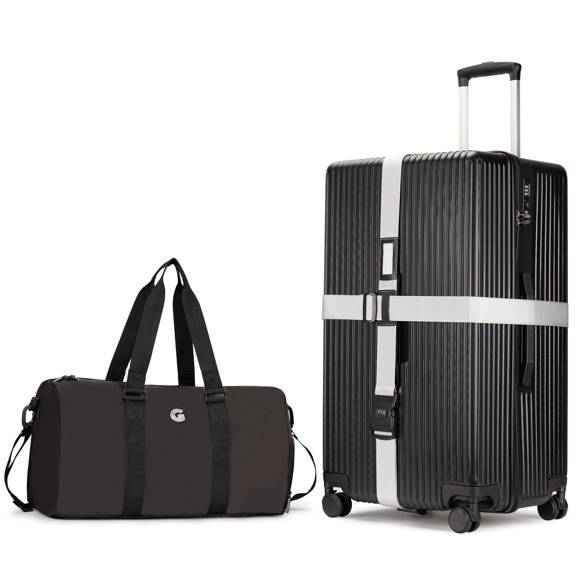 PRIMICIA ginzatravel Suitcase 28 inch suitcase with wheel & Travel Bag & Suitcase Strap Scratch resistant texture Lightweight PC material TSA lock (Star Silver (combination)) - Inflight Essentials