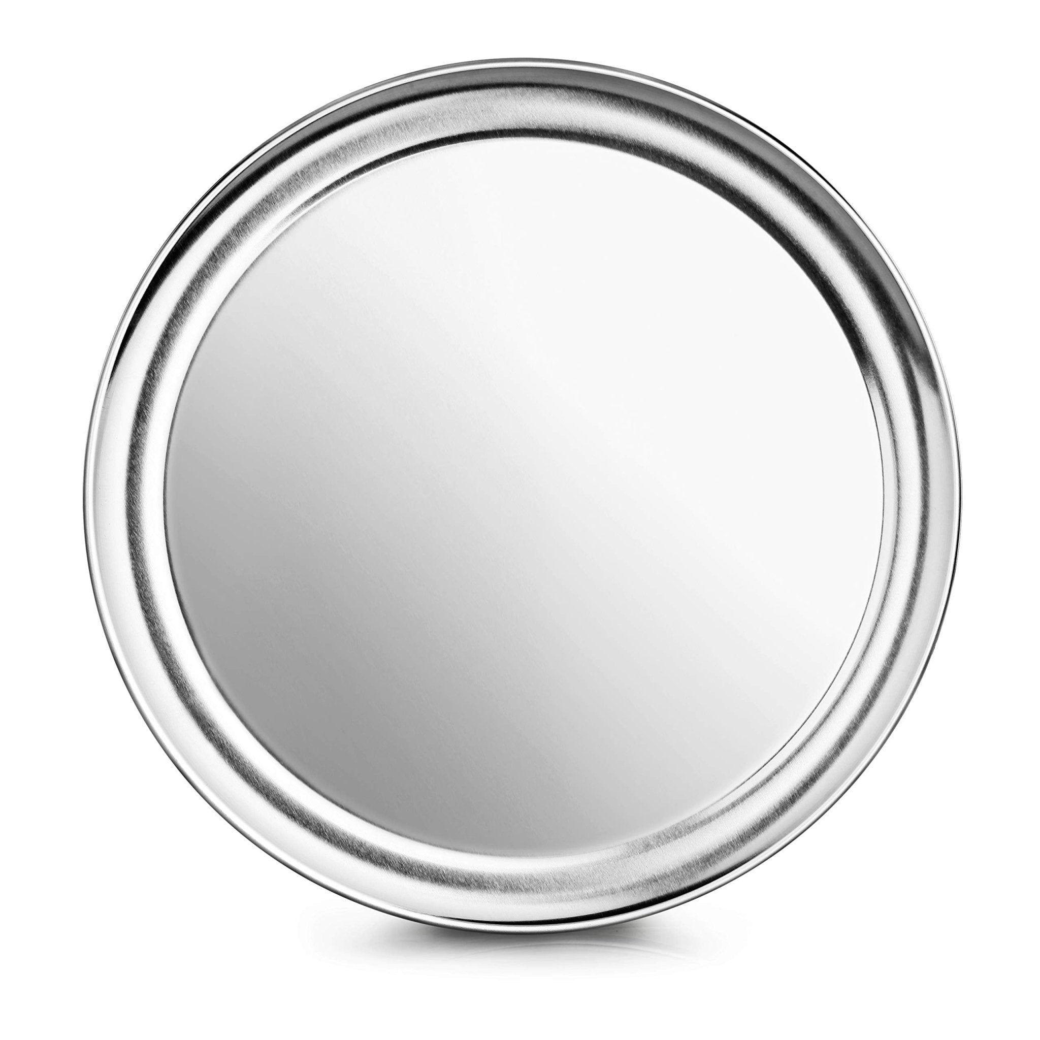 New Star Foodservice | Commercial Grade Aluminum Pizza Trays Wide Rim (6 Pack) (Silver 12 - inch) - Inflight Essentials
