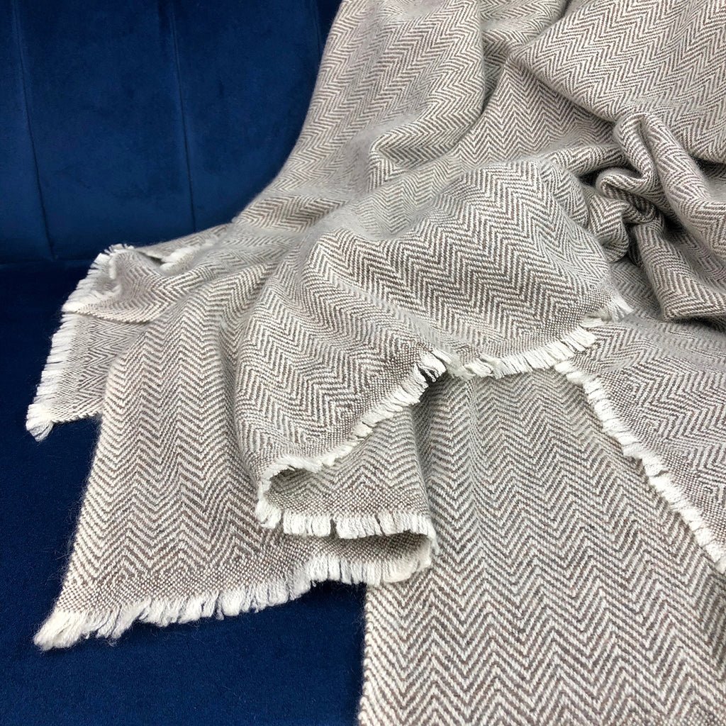 Espresso Herringbone Cashmere Throw - Inflight Essentials