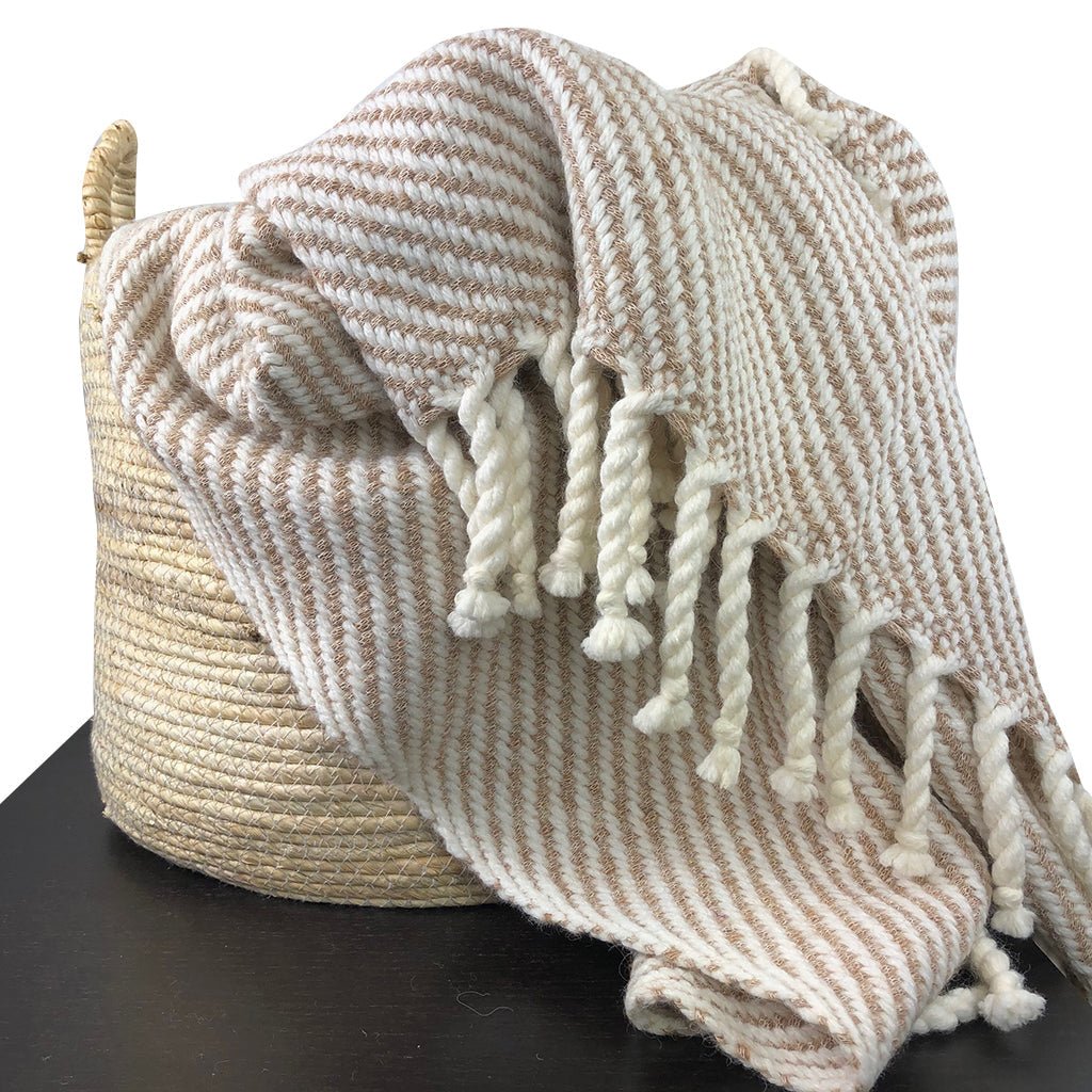 Chunky Camel Stripe Alpaca Throw - Inflight Essentials