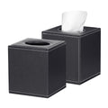 ArcaGuru Tissue Box Cover Leather Tissue Box Holder Stylish Tissue Box Holder with Magnetic Bottom Square Tissue Box for Vanity Toilet Tank Counter Night Stand Desk Office Car Black 2 Pack - Inflight Essentials
