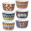 8 Oz Ramekins Oven Safe Set of 6 Bohemian Creme Brulee Ramekins Colorful Souffle Dishes Pudding Custard Cups for Baking Small Ceramic Bowls for Snacks Ice Cream