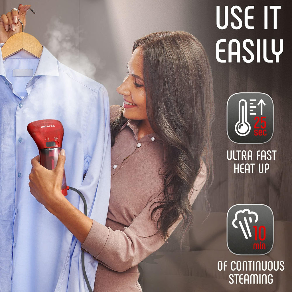 Clothing Steamer Travel Size Vacation Red Steam Iron Handheld Portable Garment - Inflight Essentials