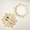 Snowkingdom Snowflake Placemats Sets of 12 Gold Laminated Metallic Vinyl Round 15 inch Diameter Winter Festival Table Decorations for Holiday Party Feast Christmas - Inflight Essentials