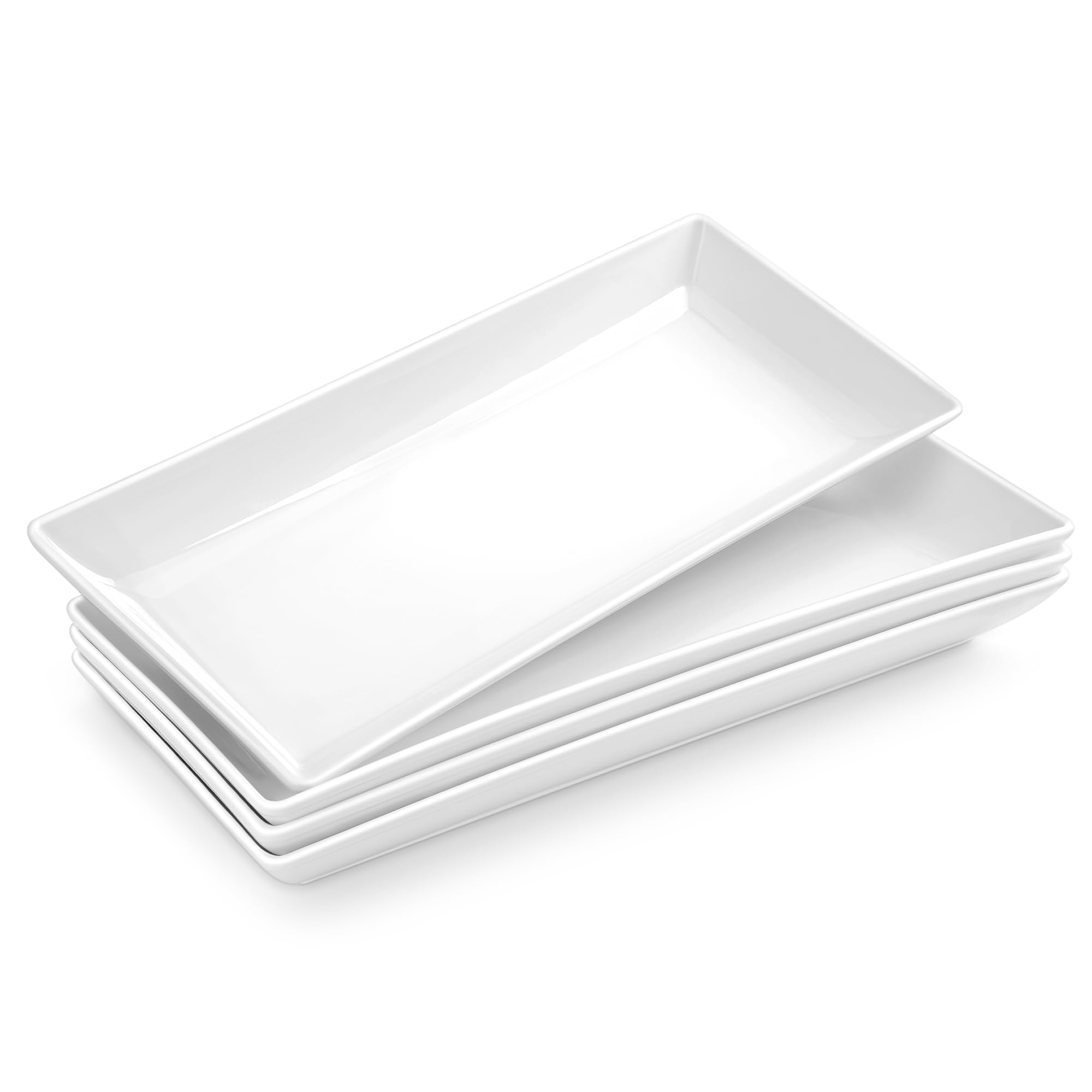 MALACASA Serving Platters Set of 4 Ceramic Serving Platters and Trays for Serving Food Rectangular Serving Trays for Party Large Serving Plates Party Serving Trays and Platters - 14 Inch White - Inflight Essentials