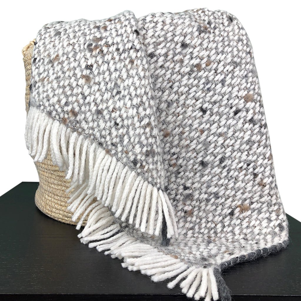 Chunky Gray Weave Alpaca Throw - Inflight Essentials