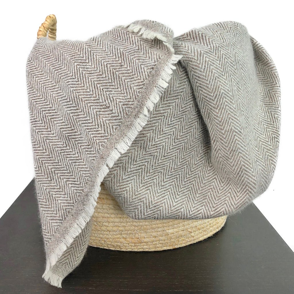 Espresso Herringbone Cashmere Throw - Inflight Essentials
