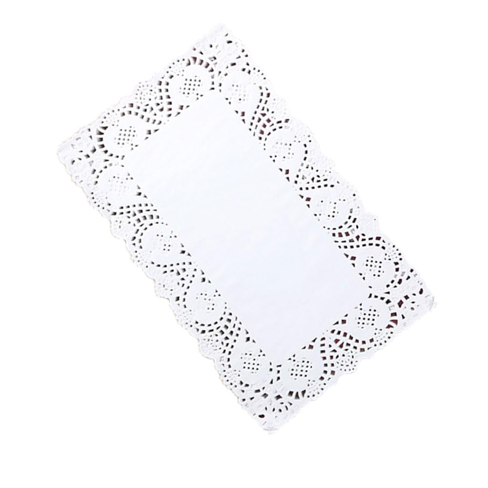 CC wonderland zone Paper Doilies 15.7x11.8 inchWhite Paper Doilies Lace Paper Doilies Rectangle Decorative Paper100 PCS - Inflight Essentials