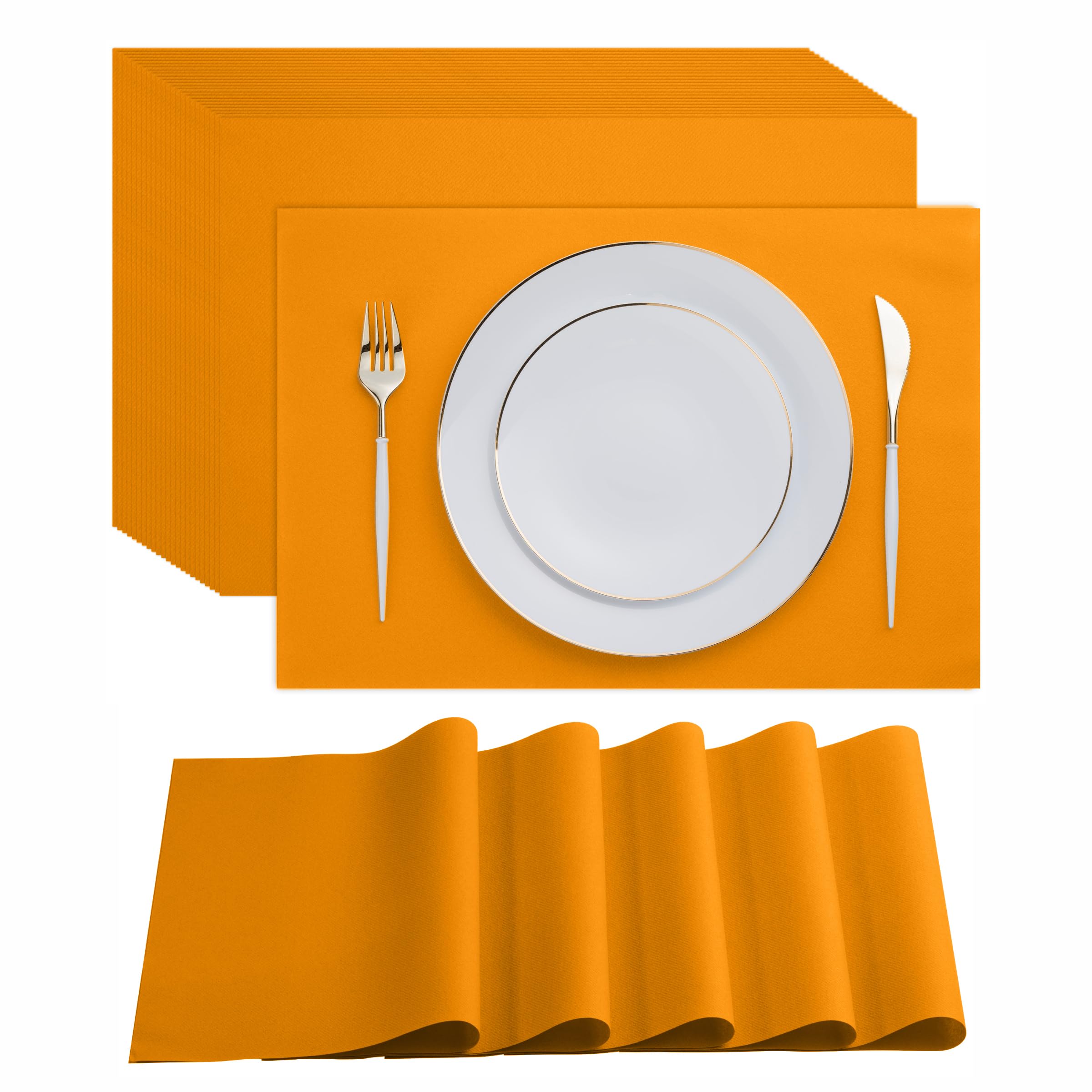 Disposable White Paper Placemats for Dining Table - 100 - Pack 18" x 12" Cloth - Like Rectangle Paper Placemats for Baby Kids Party Or Weddings. - Inflight Essentials