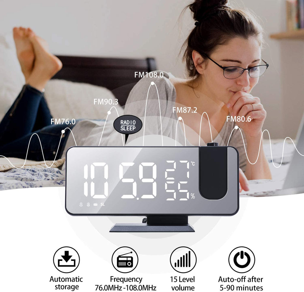LED Projection Digital Alarm Clock Phone Charger - Inflight Essentials
