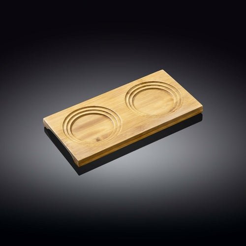 A Set Of 3 Bamboo Double Trays With 6 Fine Porcealin Ramekins To Match - Inflight Essentials