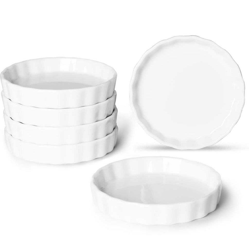 ONTUBE 5.5 oz Ramekins - Porcelain Round Ramekins for Creme Brulee DishesDipping SaucesBaking Pudding Cups Souffle DishOven SafeSet of 6 White - Inflight Essentials