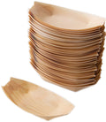 Sanxian - Disposable Wood Boat Plates/Dishes (100 7Long×3.3Wide×0.7High) - Inflight Essentials