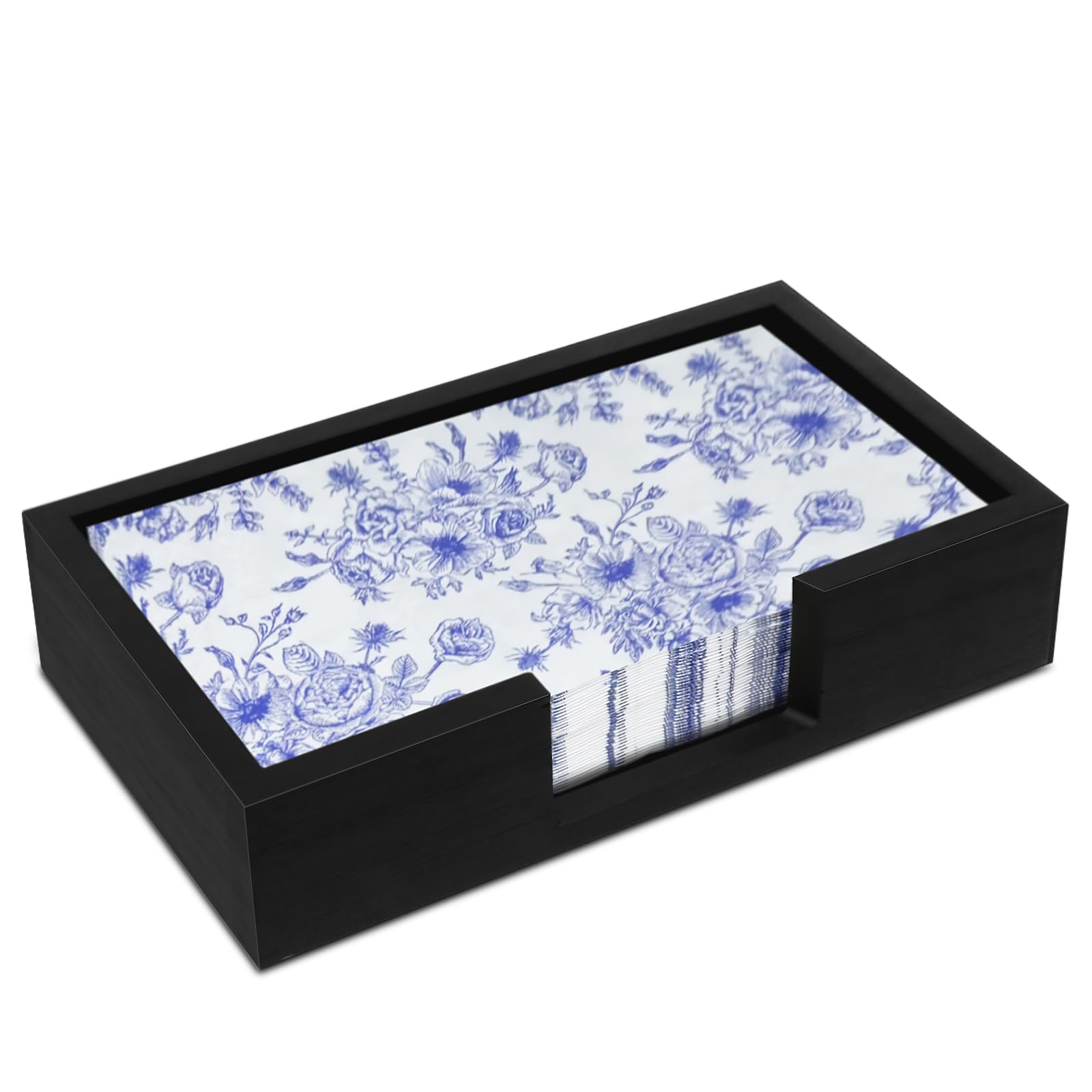 Guest Towel Holder Black Disposable Dinner Napkin Holder Bamboo Holder Tray for Dinner Napkins. Hand Towel Holder Disposable Hand Towel Tray Paper Towel Holder Napkin Holder (Black) - Inflight Essentials