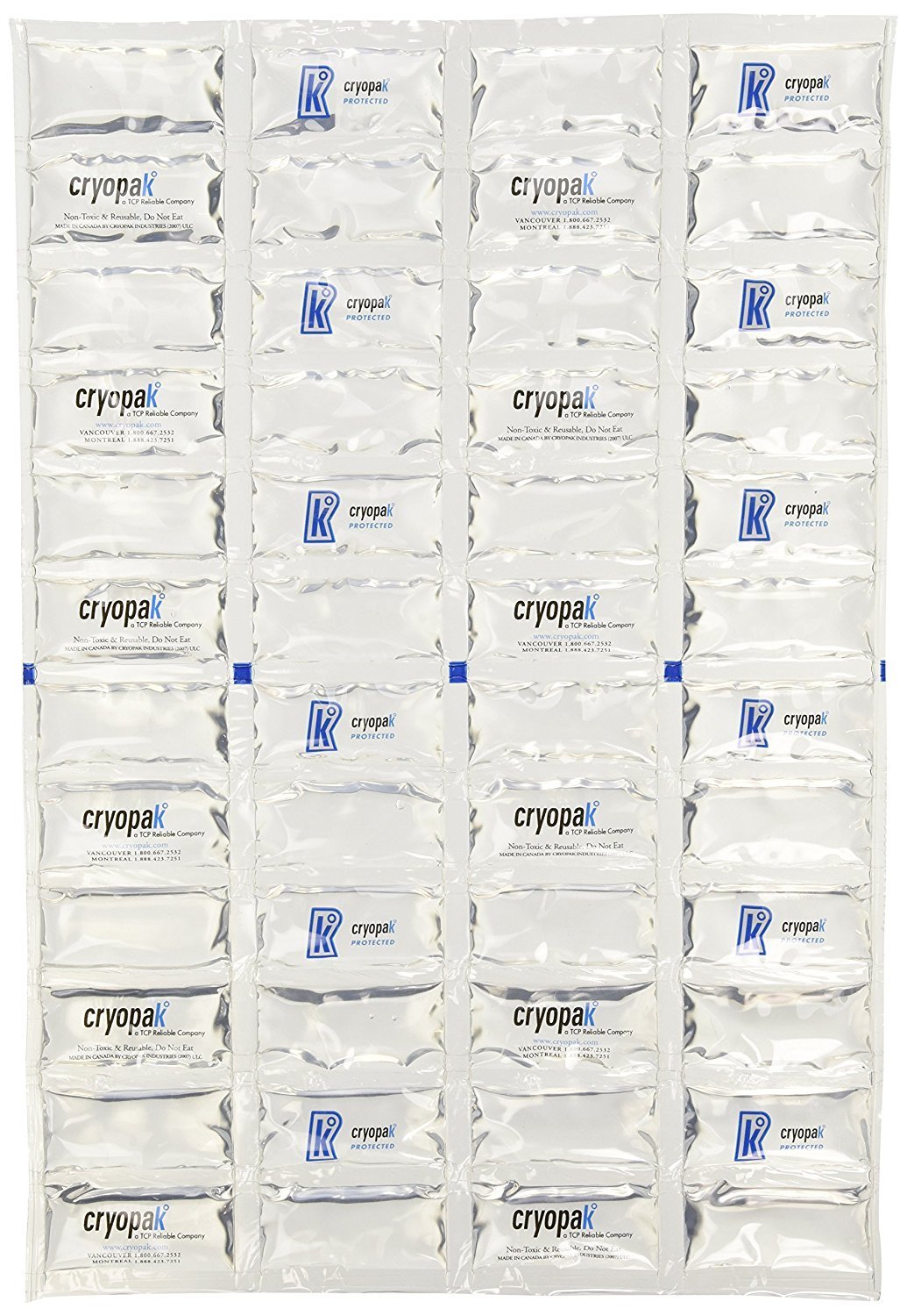 Cryopak 4 Large Multi Purpose Reusable 12x17 Non Toxic Ice Blanket Freeze Pack for Coolers Boating Fishing Camping Keep Food Fresh - Inflight Essentials