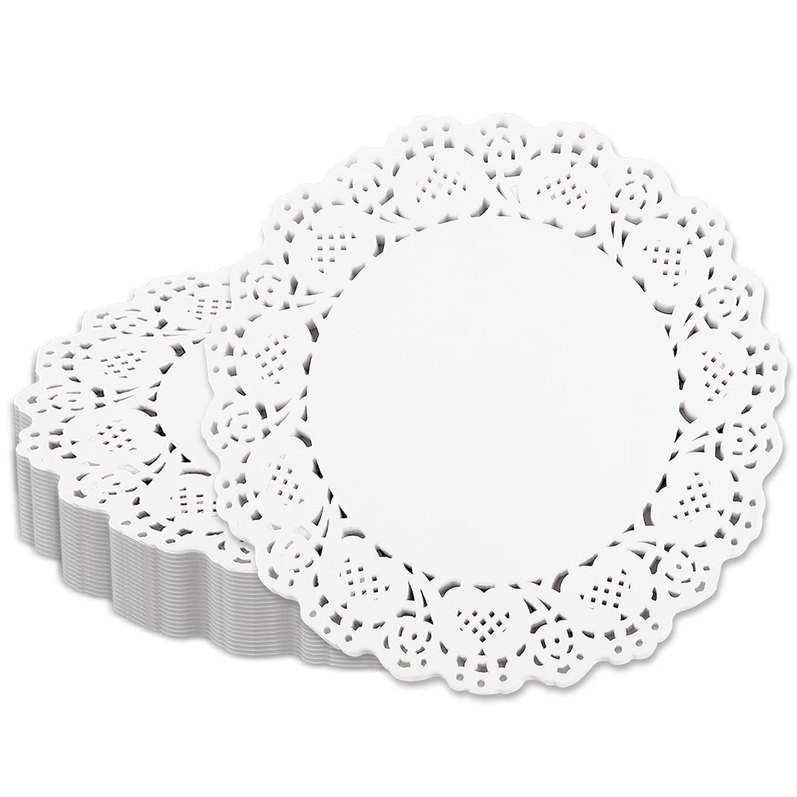 150 Pieces Paper Doilies 5.5 inch White Lace Paper Doilies for Food Disposable Round Paper Doilies for Buffet Cake Fried Food Party Wedding Valentine Tableware Decoration - Inflight Essentials