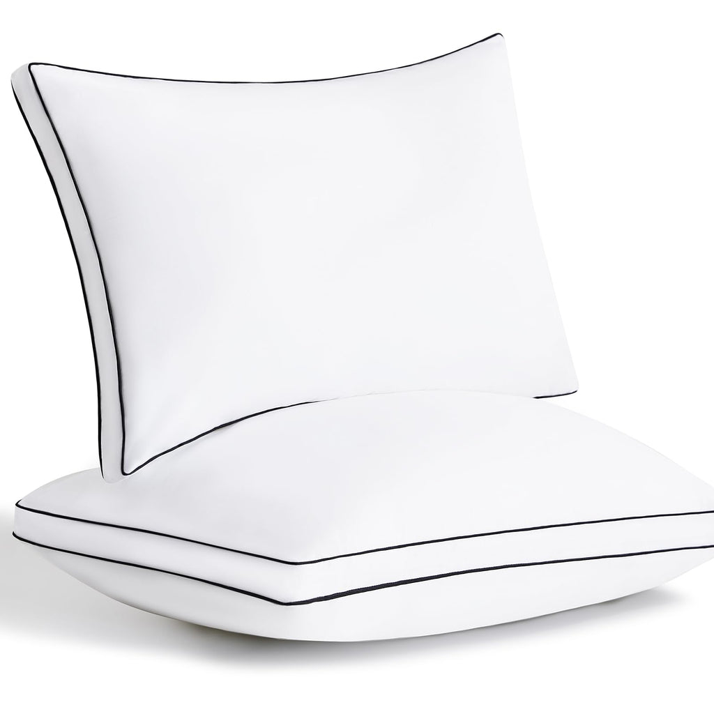 CozyLux Pillows King Size Set of 2 Soft and Supportive 3D Down Alternative Bed Pillows for Sleeping 2 Pack Luxury Hotel Quality Gusseted Bedding Pillows for Back Stomach or Side Sleepers (18x34) - Inflight Essentials