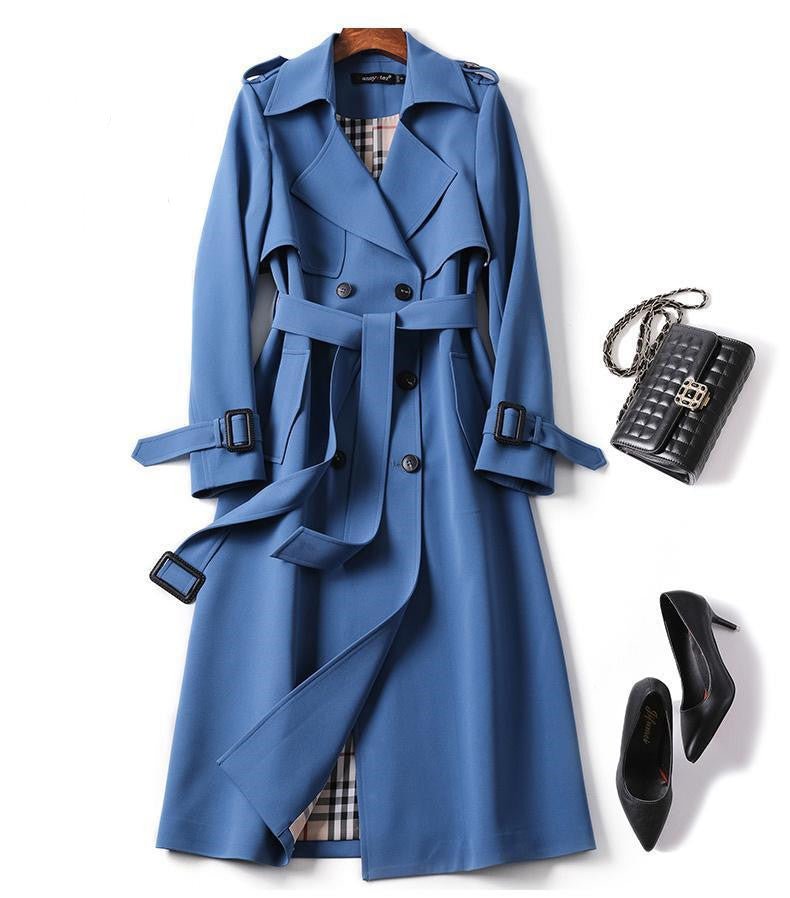 Double - Breasted Mid - Length Tie Trench Coat - Inflight Essentials
