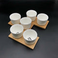 A Set Of 3 Bamboo Double Trays With 6 Fine Porcealin Ramekins To Match - Inflight Essentials