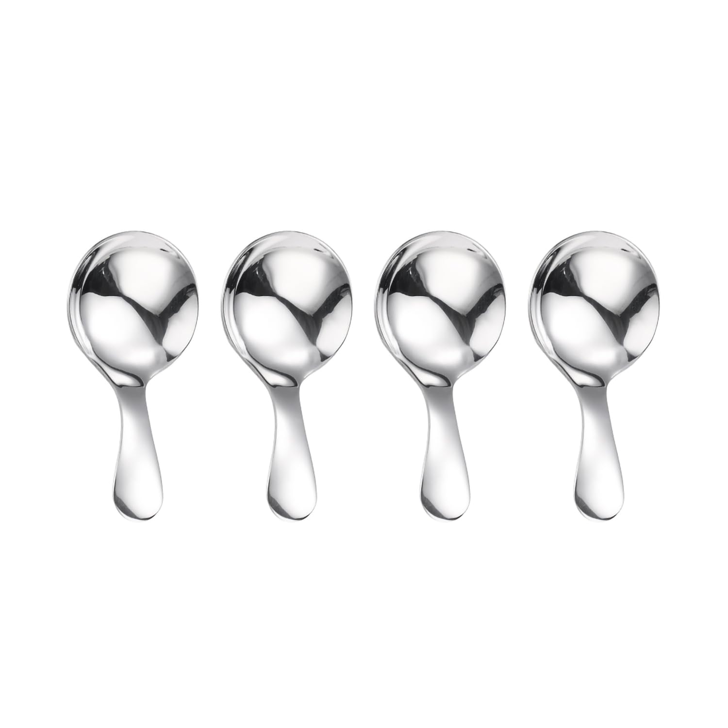 ICSTM Small Scoops for Canisters4 Pcs Coffee ScoopsShort Handle Spoons for Salt Sugar Condiments Coffee Tea Dessert (Silver) - Inflight Essentials