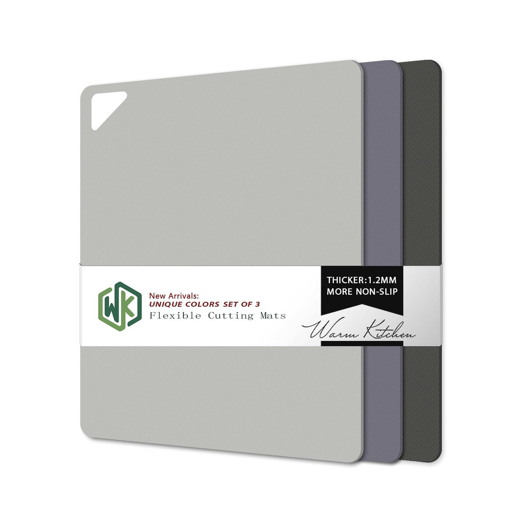 WK Flexible Plastic Cutting Boards for Kitchen Cutting Board Mats Set of 3 Nonslip Cutting Board for Meat Thin Cutting Sheets with Hole Dishwasher Safe BPA Free - Inflight Essentials