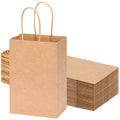 OUTUXED 25pcs Gift Bags 5.25x3.2x8 Small Paper Gift Bags Kraft Paper Bags with Handles Bulk Shopping Bags Retail Bags for Small Business Birthday Wedding Party Favor Bags Merchandise Bags Brown - Inflight Essentials