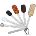 IFFMYJB Stainless Steel Measuring Spoons Set 6 18/8 Steel Measuring Spoons With Leveler Long Handle Metal Measuring Spoons for Dry & Wet Ingredients During Kitchen & Baking - Inflight Essentials