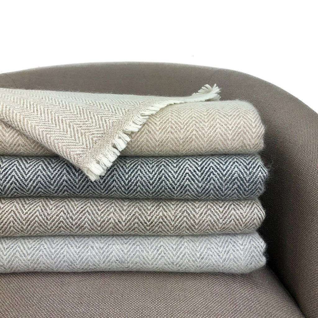 Espresso Herringbone Cashmere Throw - Inflight Essentials