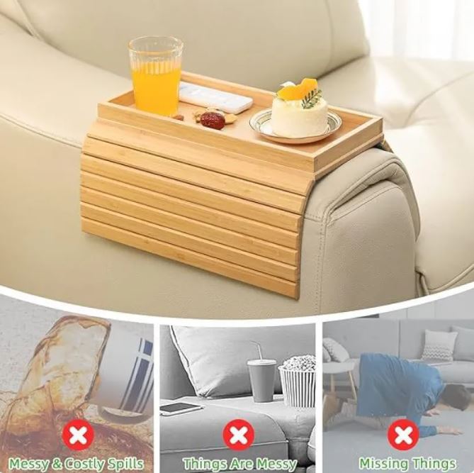 Foldable Tray For Snacks, Fruits And Beverages, Sofa Storage Tray - Inflight Essentials