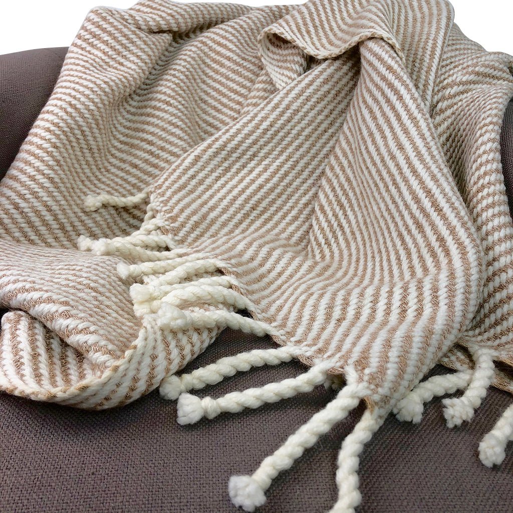 Chunky Camel Stripe Alpaca Throw - Inflight Essentials