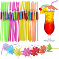ALINK 50pcs Umbrella Straws Long Cocktail Drink Umbrellas Fancy Flower Bar Straws Tropical Summber Beach Luau Tiki Hawaiian Party Straws Decorations - Flower - Inflight Essentials