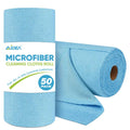 AIDEA Microfiber Cleaning Cloth Roll 50PK Blue Shop Towels Reusable Tear Away Paper Towels Washable Shop Rags Microfiber Towels for Cars Lint Free Rags for House Mechanic Workshops 11.5"×11.5" - Inflight Essentials