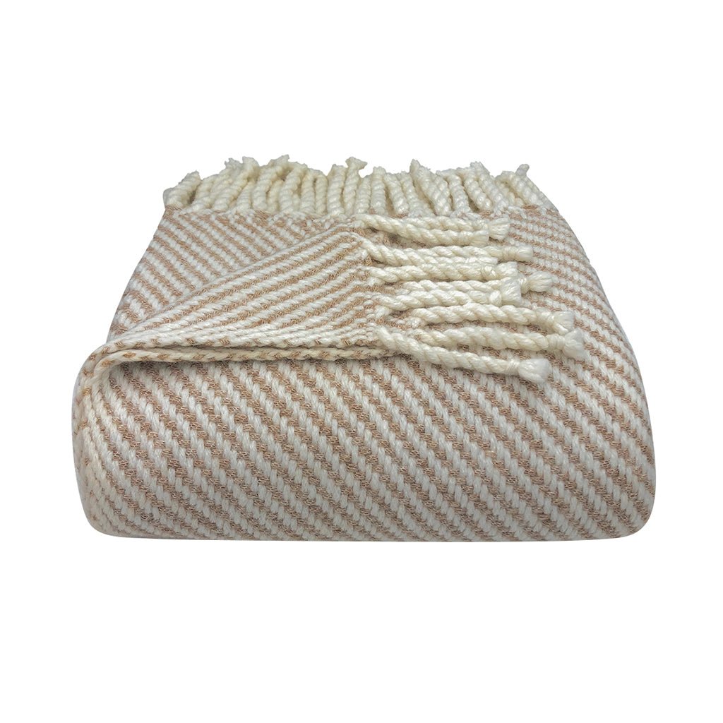 Chunky Camel Stripe Alpaca Throw - Inflight Essentials