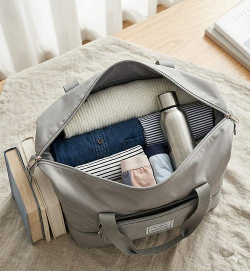 Large Waterproof Foldable Travel Bag,Unisex,Korean,Color Grey - Inflight Essentials