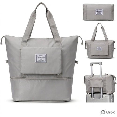 Large Waterproof Foldable Travel Bag,Unisex,Korean,Color Grey - Inflight Essentials