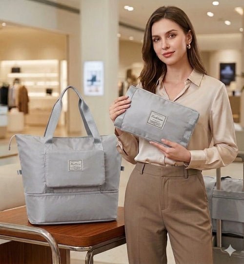 Large Waterproof Foldable Travel Bag,Unisex,Korean,Color Grey - Inflight Essentials