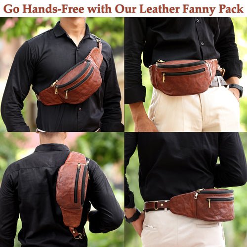 Combo Of 2 Leather Woman Laptop Handbag And Fanny Pack Bag - Inflight Essentials