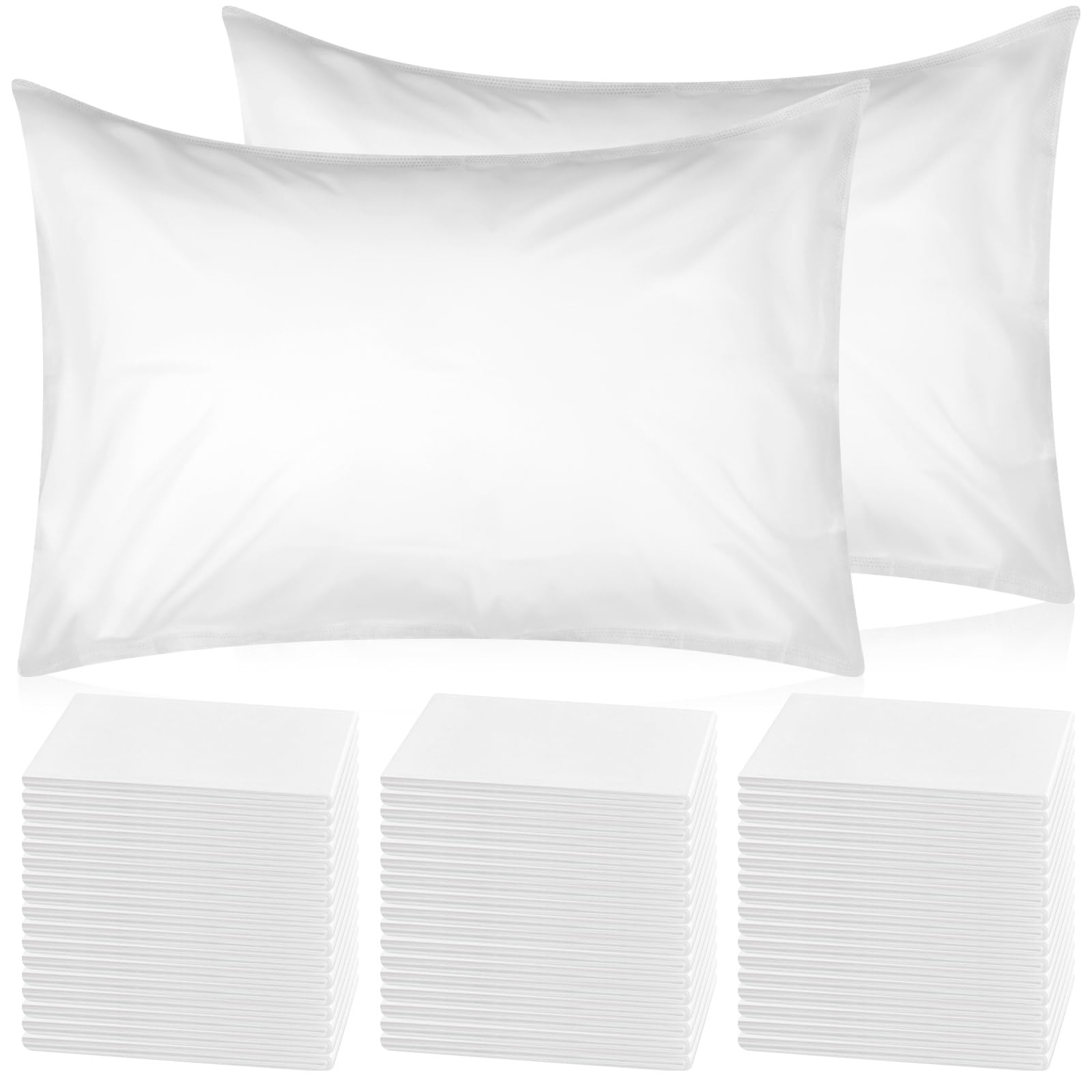Newwiee 300 Pcs Disposable Pillow Case Non Woven Pillow Covers Bulk for Medical Travel Hotel Bedroom Home Bedding Portable Supplies 31 x 20 (White) - Inflight Essentials