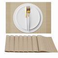 AHHFSMEI Placemats Set of 8 Woven Vinyl Plastic 18.1x13 inches Place Mats Non - Slip Heat Resistant Washable Easy Clean Table Mats(Light Brown 8) - Inflight Essentials
