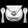 Glass Caviar Chiller Server Set and 2 Pieces Caviar Spoons 3.2 Inch Shell Spoon Mother of Pearl Caviar Spoons Round Handle for Caviar Egg Ice Cream Coffee Restaurant Serving - Inflight Essentials