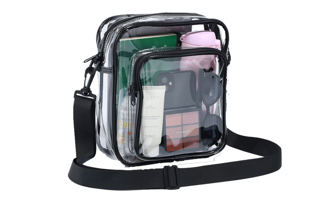 Clear Purses for Women Stadium Cute Clear Bag Stadium Approved Clear Handbag with Rainbow Zippers - Inflight Essentials
