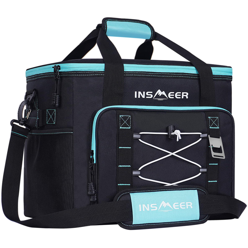 INSMEER Soft Cooler Bag Collapsible Coolers Bag 60Can/40L Soft Sided Insulated Cooler Portable Leakproof Cooler for Grocery ShoppingCampingTravelFishing - Black - Inflight Essentials