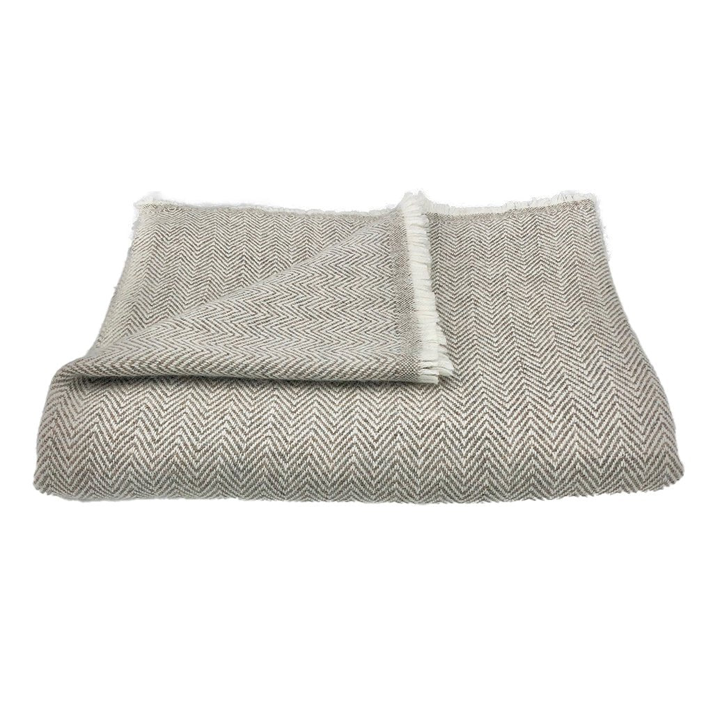 Espresso Herringbone Cashmere Throw - Inflight Essentials