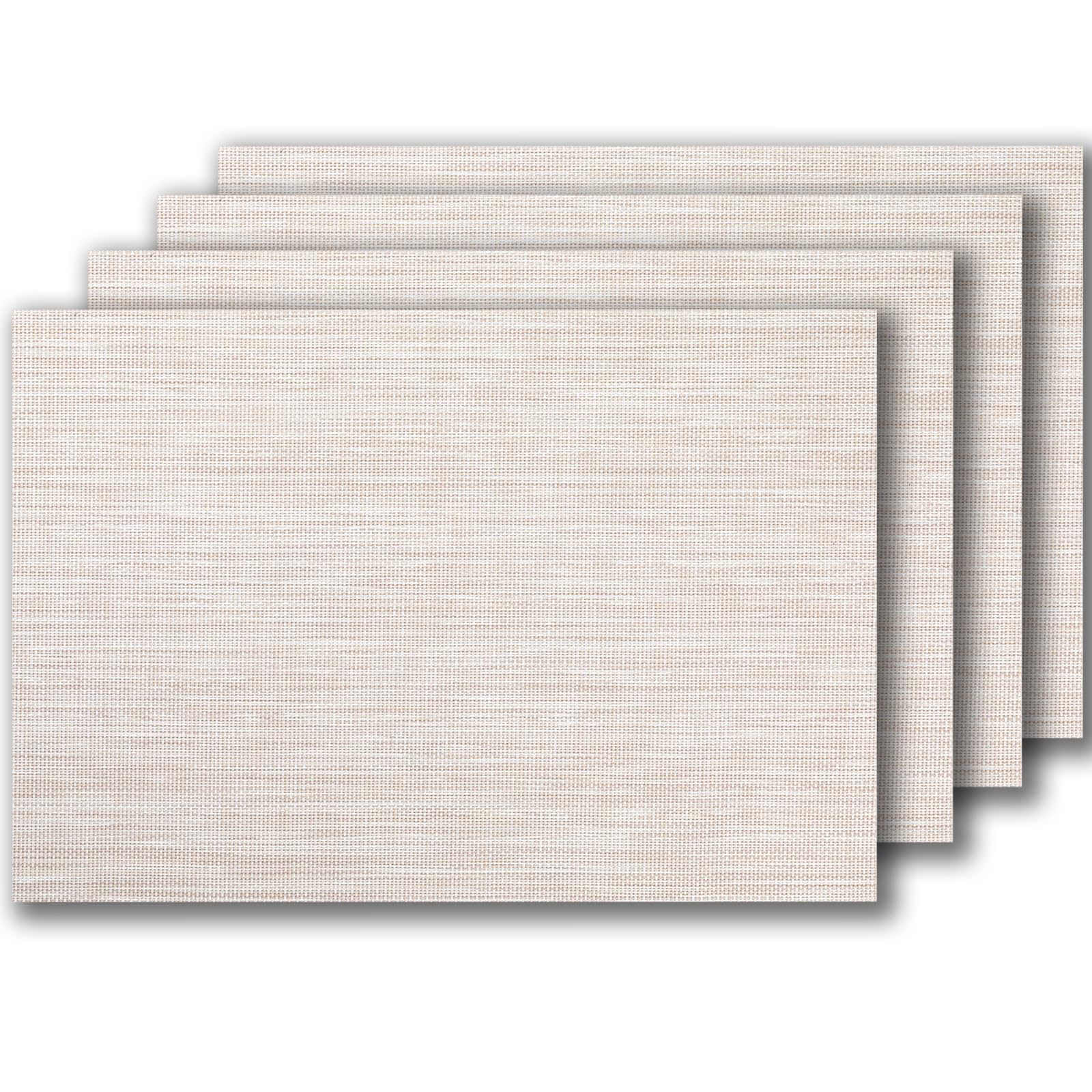 LEXMORE PVC Woven Placemats 4 PCS Wipeable Indoor/Outdoor Table Mats Washable Vinyl Place Mats for Dining Table Set of 4 - Beige - Inflight Essentials