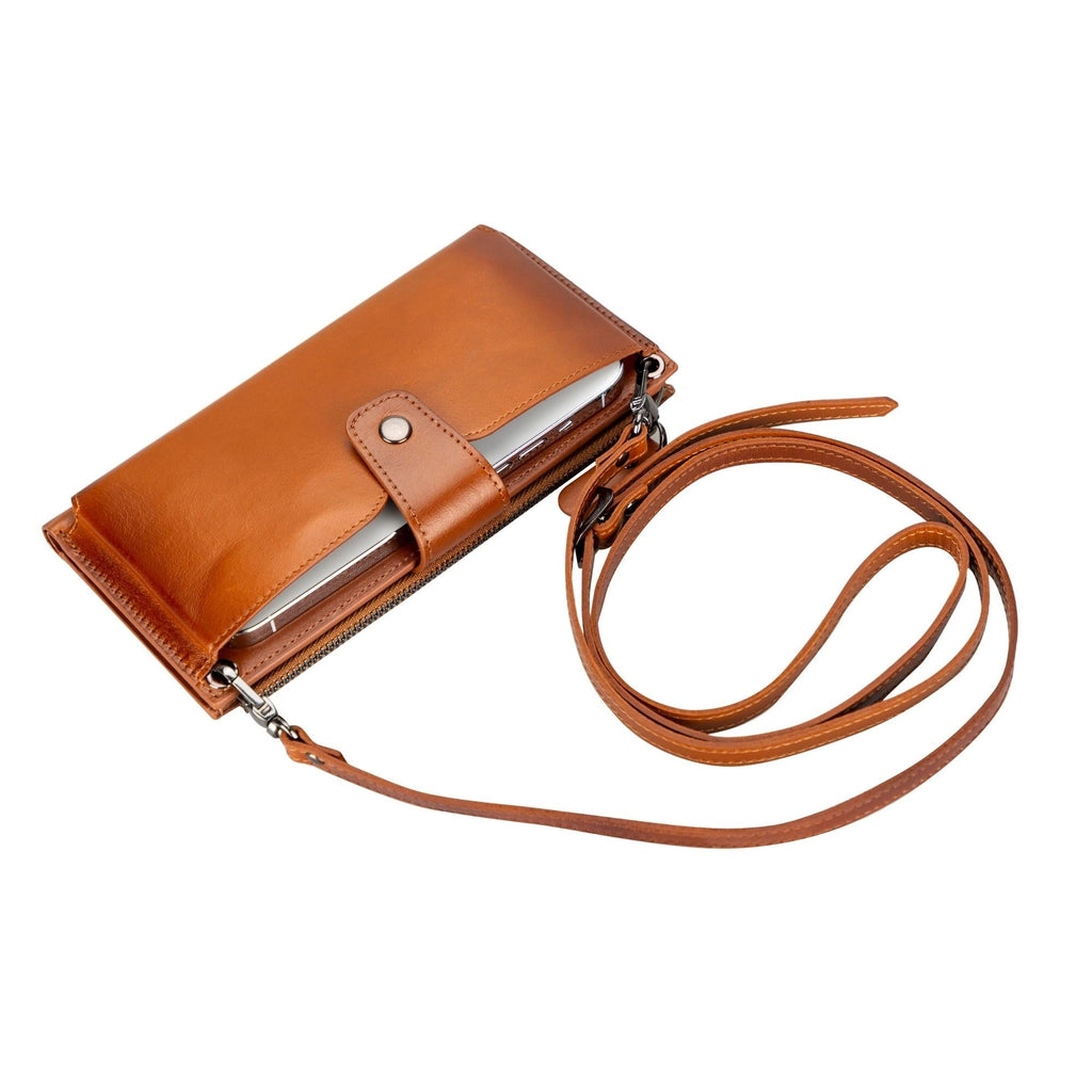 Kaycee Leather Women's Cell Phone Wallet with Strap - Inflight Essentials