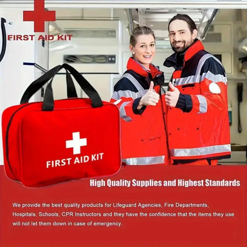 173pcs Large First Aid Kit: Portable Bag For Outdoor Hunting, Hiking, Camping And More - Including Emergency Supplies! - Inflight Essentials